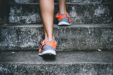 stress training by running up steps